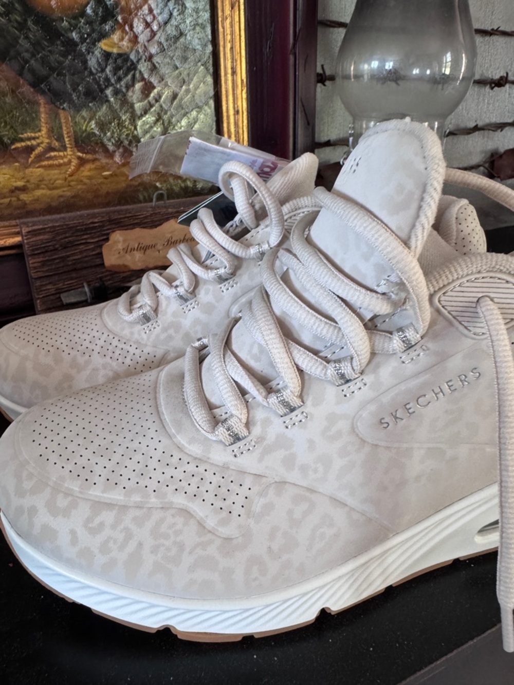 Skechers Light Beige Leopard-Print Sneakers 10